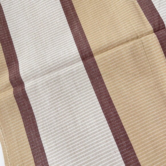 NEW Cotton Tablecloth Artisan Indian Handwoven Striped Browns Fringe Earth Tones - Picture 4 of 7